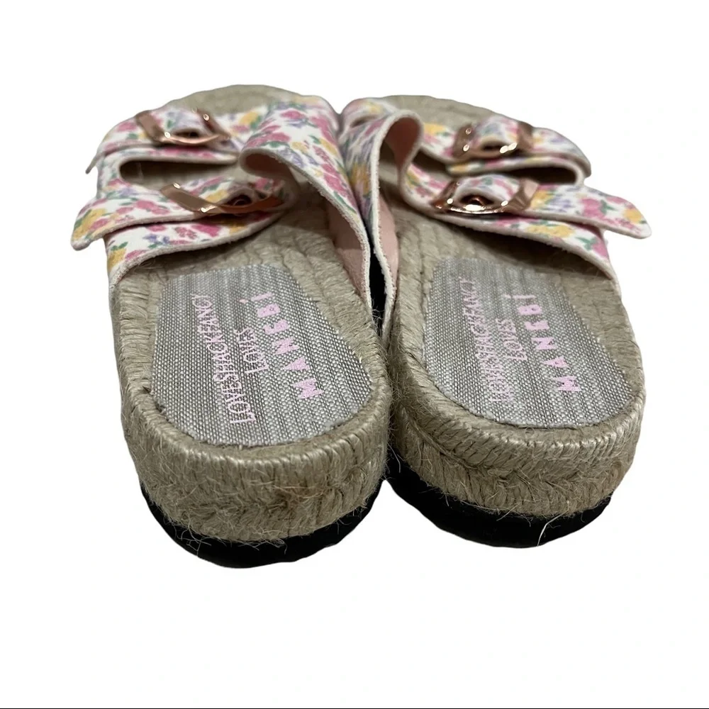 Manebi x LoveShackFancy Size 36 Floral Slide Platform Sandals Buckle